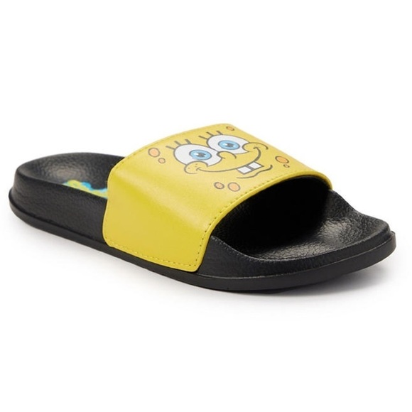 NICKELODEON • Kids SpongeBob SquarePants Black & Yellow Character Slide Shoes - Picture 3 of 5